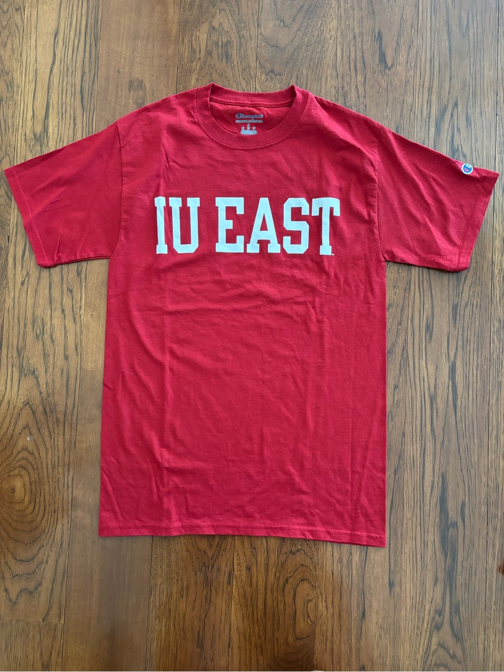 Champion IU East Red Short Sleeve Tee with White Lettering